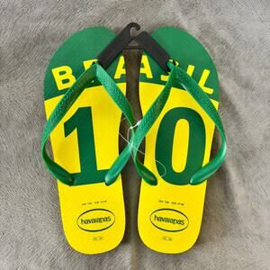 Havaianas Brasil Football Club Flip Flops Thongs Sandals Men's US13 NEW 45-46